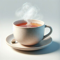 セラミック マグカップのエレガントな単一の白いコーヒー カップ、純粋な白い背景で隔離の側面図