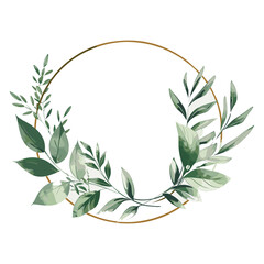 watercolor floral logo luxury creative logo, green color watercolor leaf round, watercolor green leaf circle vector,  green leaf circle logo