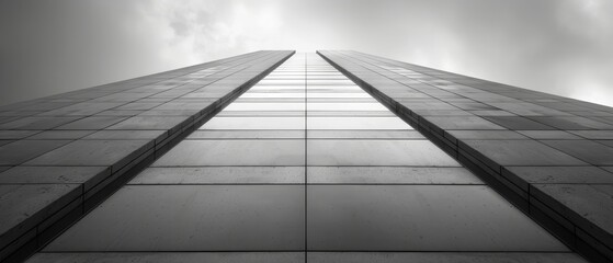   Photo of a tall building with a cloudy sky background