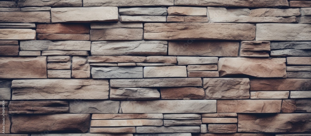 Poster stone wall capturing a detailed close-up image with a color palette of brown and white, displaying a