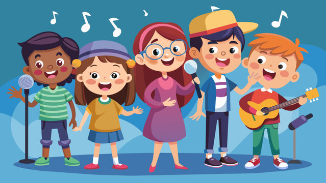 group song vector illustration