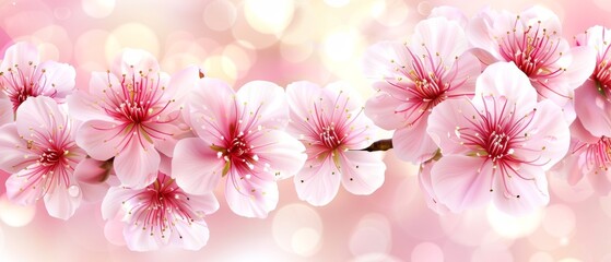   Close-up of pink flowers against white and pink bokeh background