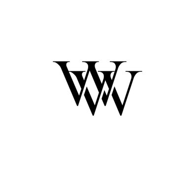 Initial Letter Logo. Logotype design. Simple Luxury Black Flat Vector WW