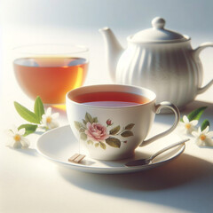Obraz na płótnie Canvas Taza de té caliente aislado sobre fondo blanco.