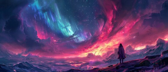 Obraz premium Sorcery that paints the night sky with auroras