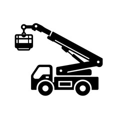 cherry picker as a simple single icon logo vector illustration, isolated on transparent background