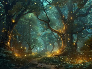 Enchanted forests with trees that glow