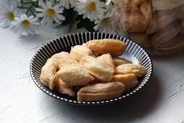 Popular cookies in Malaysia during celebration of Eid Mubarak (Hari Raya) on white background.