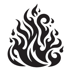 illustration with fire silhouette isolated on white