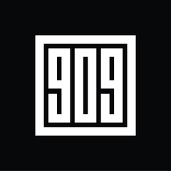Number 909 logo monogram, square typography vector illustration