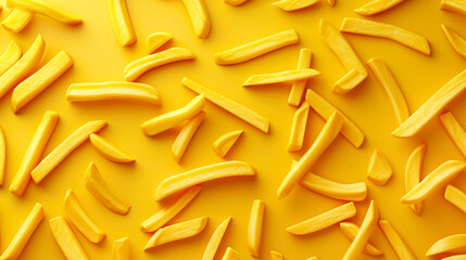 Obraz premium Pile of French Fries on Yellow Background