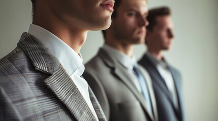 A group of men in business suits standing closely next to each other