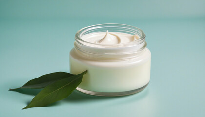 Obraz na płótnie Canvas Jar of face cream, hair mask or moisturizing body lotion colorful background