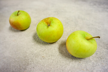 Apel Manalagi or Apel Malang (Malus sylvestris), one of the most popular apple in Indonesia. Fresh ripe green yellowish apple