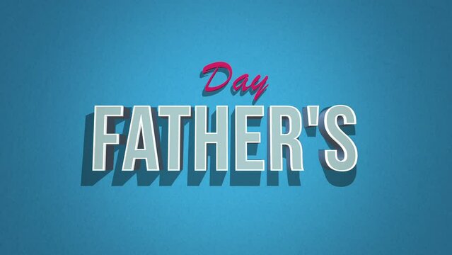 This image showcases the word Fathers Day written in a handwritten font on a blue background. The central focus of the image is the text, which stands out against the minimalist background