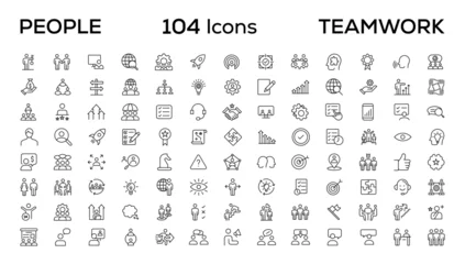 Foto op Plexiglas People and teamwork line icons collection. Big icon set in a flat design. Thin outline icons pack © Artex