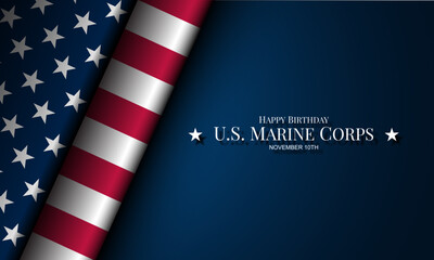 US Marine Corps Birthday November 10 Background Vector Illustration - obrazy, fototapety, plakaty