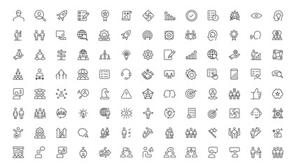 Fototapeta premium People and teamwork line icons collection. Big icon set in a flat design. Thin outline icons pack