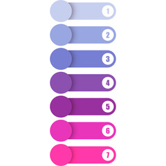 Infographic element, text box, 7 list of steps, layout diagram with number of sequence, infographic template 