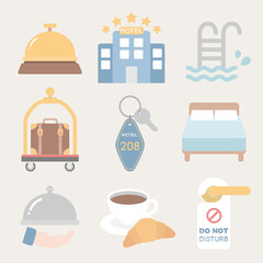 호텔 여행 일러스트 벡터 이미지 세트