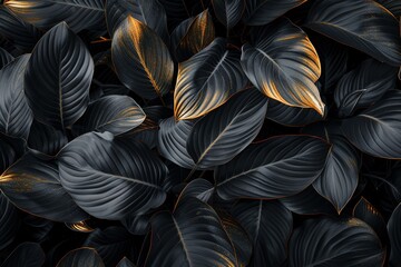 Abstract black and gold leaves.