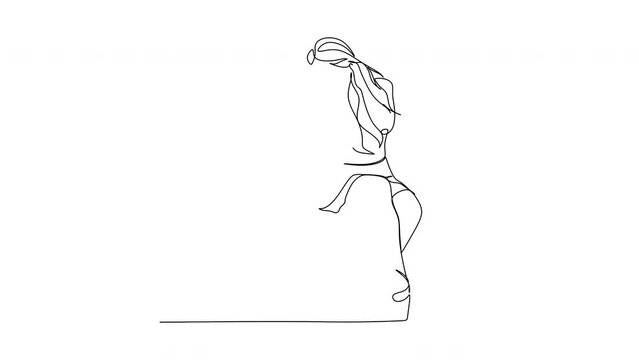 Continuous line drawing. Ballerina ballet dancer. Vector illustration