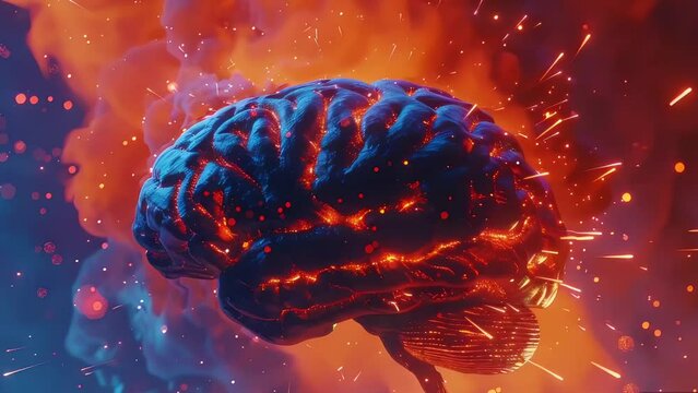 Explore the human brain through an animated 3D scientific illustration, showcasing intricate details and dynamic functionalities