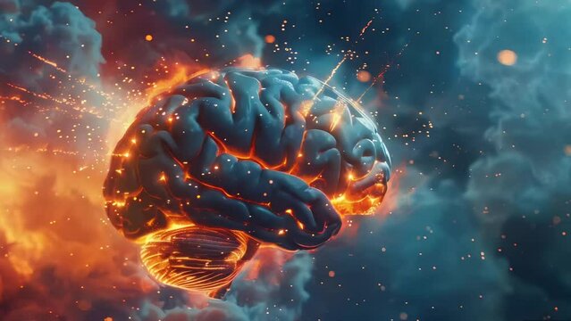 Explore the human brain through an animated 3D scientific illustration, showcasing intricate details and dynamic functionalities