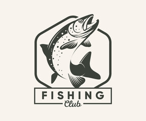 Brown Trout Logo. Unique, Bold, and Eyecatching Brown trout jumping out of the water. Suitable for any Brown Trout Fishing events. Print on Tshirt etc