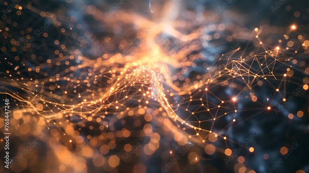 Aufkleber abstract neural network visualization, digital brain concept image, ai generated. glowing connection