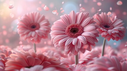 pink petals and flowers There are clear water droplets clinging to the surface of the flower. Fabric softener fragrance concept