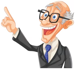 Fensteraufkleber Animated professor pointing upwards with a smile © GraphicsRF