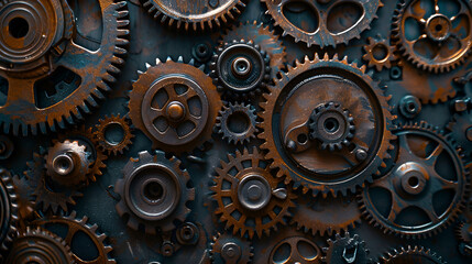  Steampunk cogs gears rust background wallpaper.