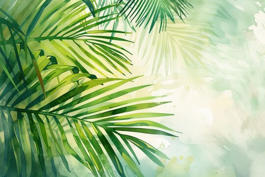 Palm sunday watercolor painting background.