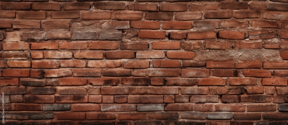 Poster detailed view showcasing a brick wall with numerous bricks tightly packed together, creating a textu