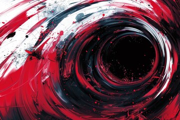 Abstract red circular design with splashes.