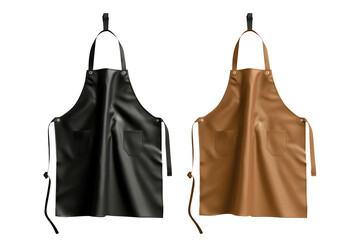 Brown and black apron mockup isolated on transparent background