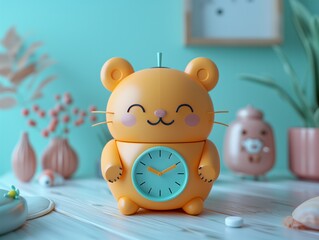 children's alarm clock cat close-up