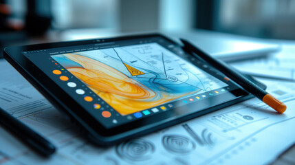 modern graphics tablet close up
