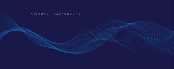 Abstract vector background with blue wavy lines. Blue wave background. Blue lines vector illustration. Curved wave. Abstract wave element for design.
