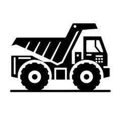 articulated dump truck as simple single icon logo vector illustration, isolated on transparent background