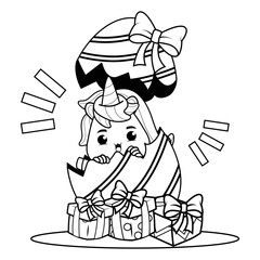 Easter unicorn coloring page for kids