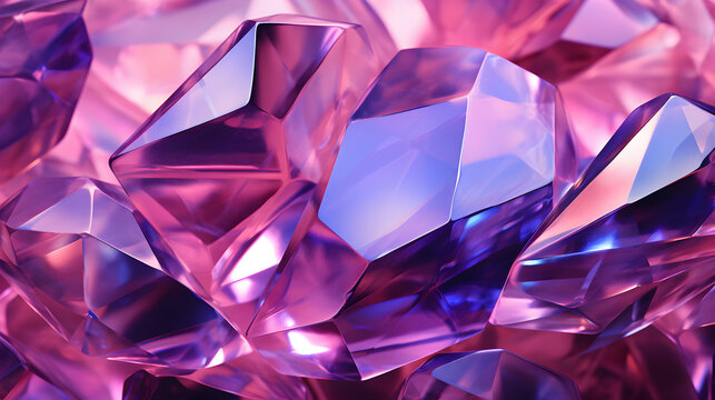 Graff Pink Diamond texture, iridescent texture, faceted gem crystal refractions panorama background