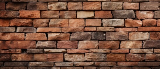 A detailed view of a brick wall, showing a small number of individual bricks closely packed together