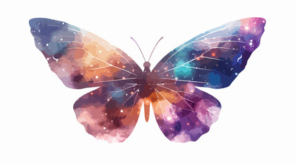 Butterfly nebula in colour flat vector isolated on white background  - obrazy, fototapety, plakaty