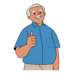 .illustration of an old man giving a thumbs up gesture