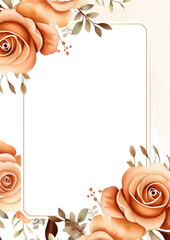 Peach and white wreath background invitation template with flora and flower