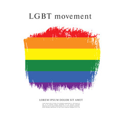 Obraz premium Rainbow flag, LGBT movement, vector illustration, brush stroke background