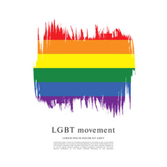 Obraz premium Rainbow flag, LGBT movement, vector illustration, brush stroke background