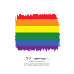 Obraz premium Rainbow flag, LGBT movement, vector illustration, brush stroke background
